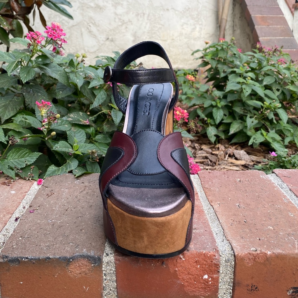 Coach Platform Sandal MXM - 70s style - Mahogany Biscotti Black color block - Picture 12 of 16